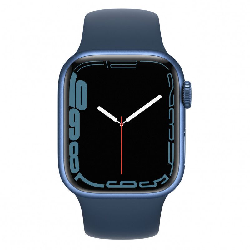 Apple Watch Series 7, 45 мм корпус из алюминия Синего цвета, спортивный ремешок цвета «Синий омут»