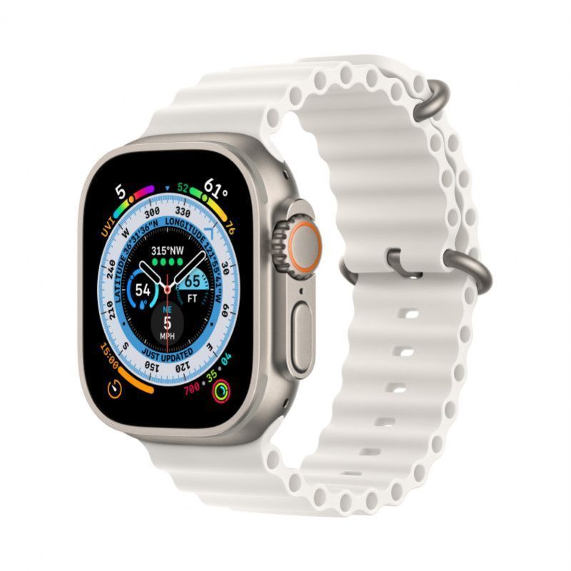Apple Watch Ultra GPS + Cellular, 49 мм корпус из титана, ремешок Ocean белого цвета
