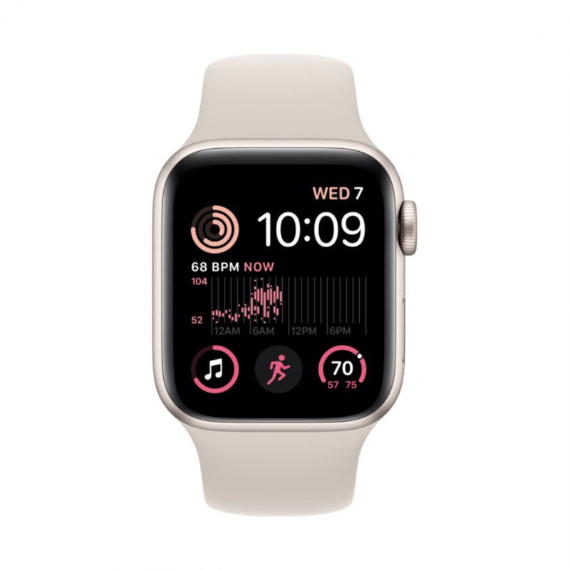 Apple Watch SE 2022, 40 мм корпус из алюминия цвета «сияющая звезда», спортивный ремешок цвета «сияющая звезда»