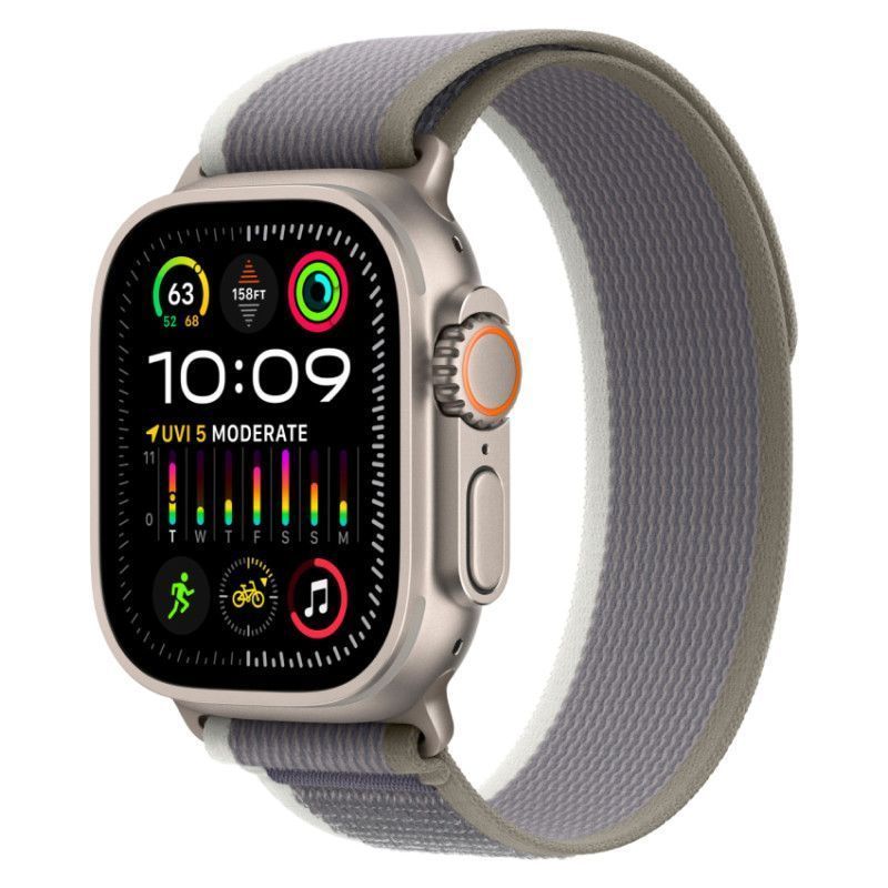 Apple Watch Ultra 2 GPS + Cellular, 49 мм корпус из титана, ремешок Trail зеленого/серого цвета