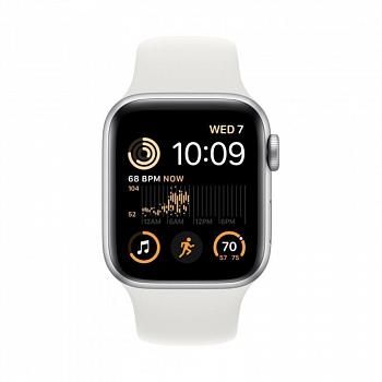 Apple Watch SE, 44 мм корпус из алюминия серебристого цвета, ремешок белого цвета