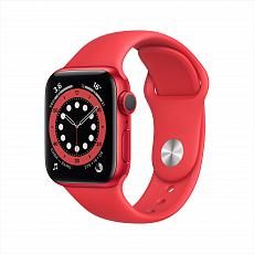 Apple Watch Series 6, 44 мм, корпус из алюминия цвета RED, спортивный ремешок красного цвета